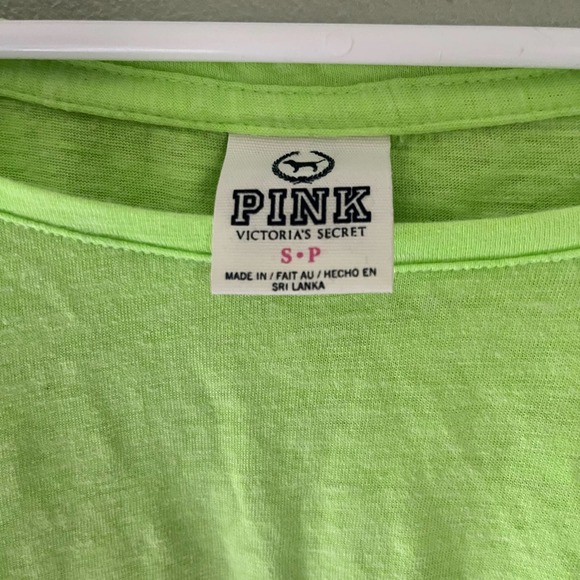Small Women Pink Victoria Secret Lime Green Crop Top 80s - Picture 2 of 5